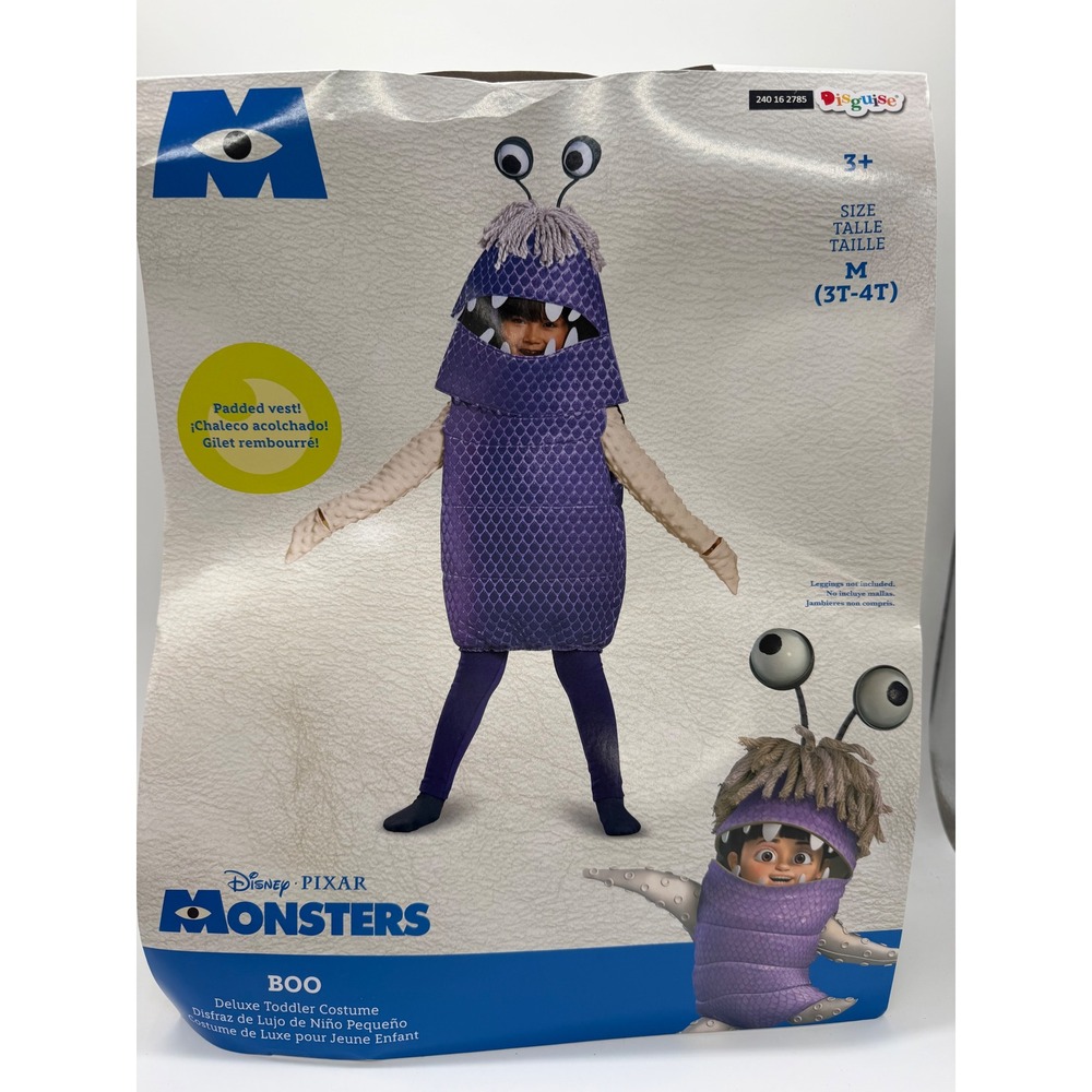 Disney Monsters Inc Boo Deluxe Toddler Costume Disguise 3T-4T Purple New